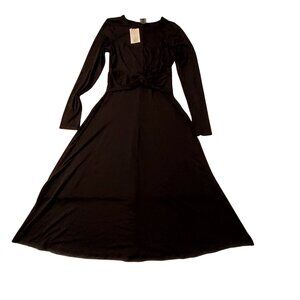 A New Day Black Long Sleeve Twist-Front Dress Size S 90% Polyester & 10% Spandex